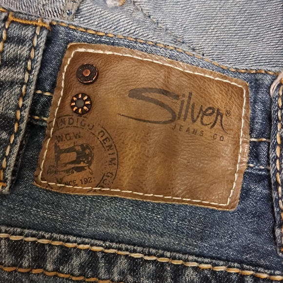 Silver Jeans Distressed Medium Blue Bootcut Jeans - Picture 5 of 11